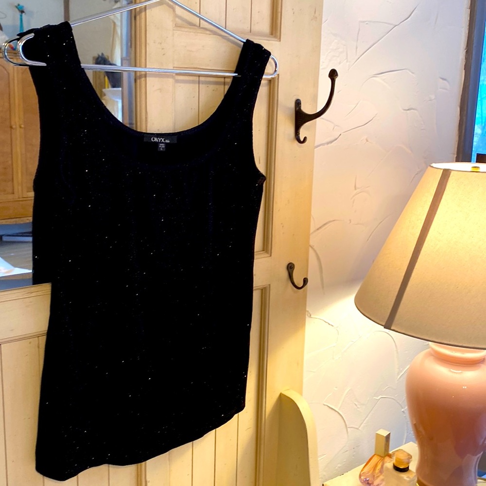 Sparkly black evening tank basic